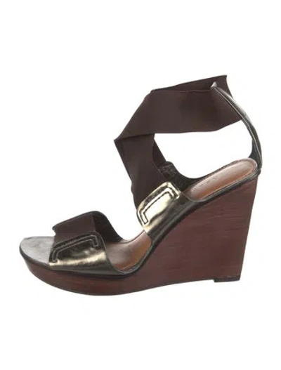Pre-owned Theory Leather Sandals In Brown
