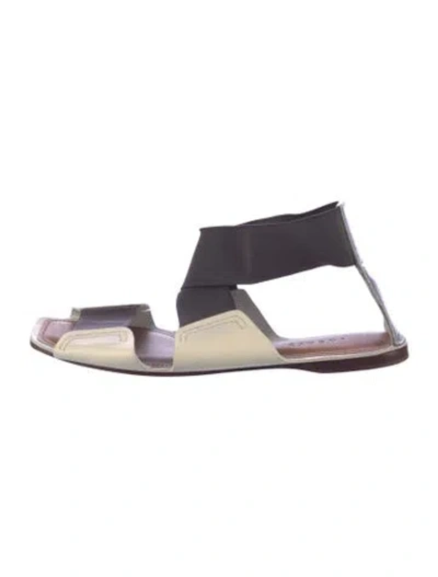 Pre-owned Theory Leather Sandals In Brown/metallic/neutrals