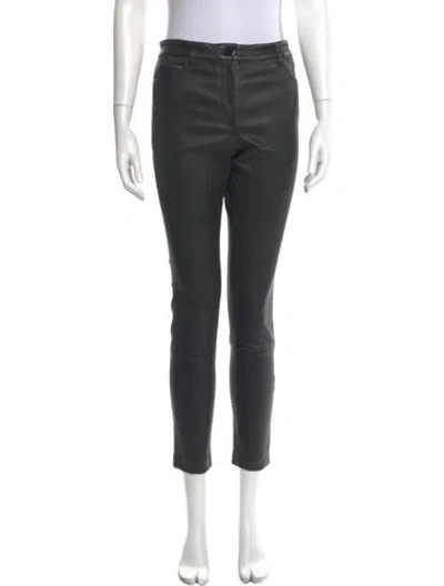 Pre-owned Theory Leather Skinny Leg Pants In Black