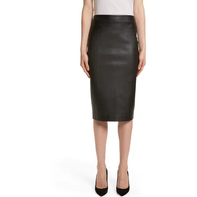 Theory Leather Skinny Pencil Skirt In Black