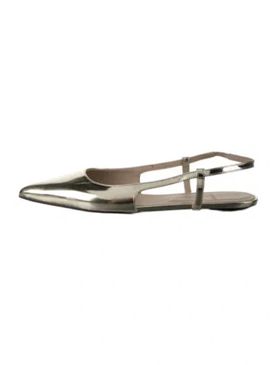 Pre-owned Theory Leather Slingback Flats In Gold