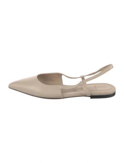 Pre-owned Theory Leather Slingback Flats In Neutrals
