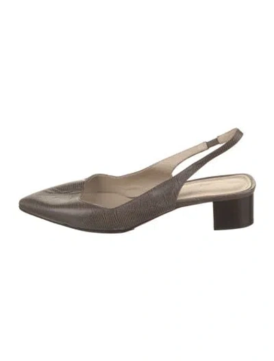 Pre-owned Theory Leather Slingback Pumps In Gray