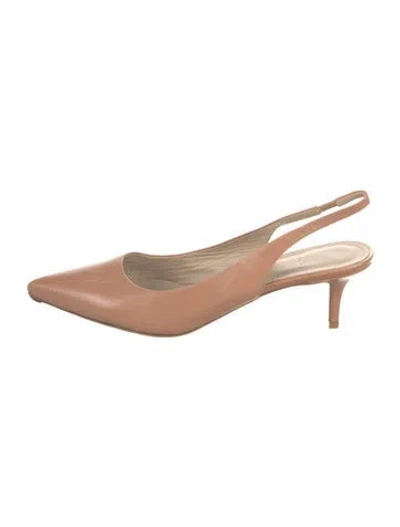 Pre-owned Theory Leather Slingback Pumps In Neutral