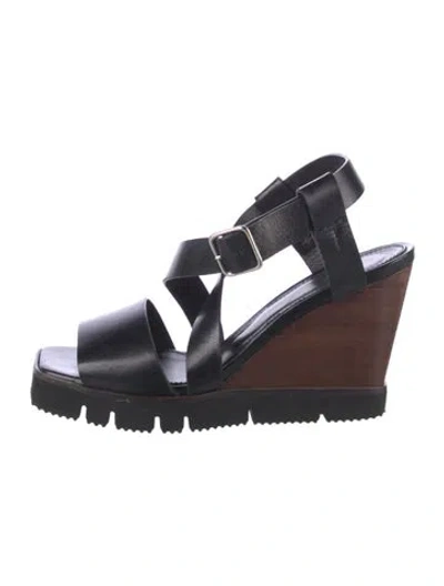 Pre-owned Theory Leather Slingback Sandals In Blue