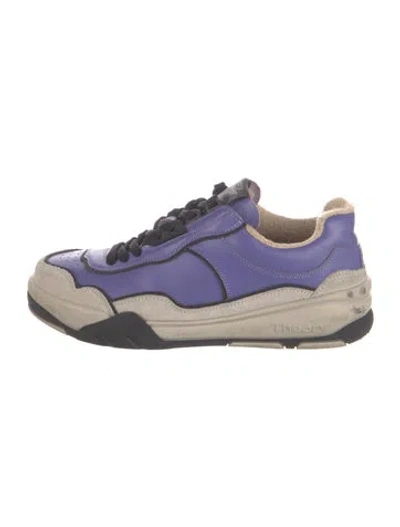 Pre-owned Theory Leather Sneakers In Blue