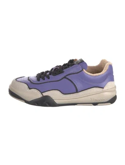 Pre-owned Theory Leather Sneakers In Neutrals