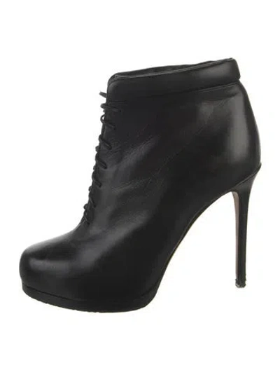 Pre-owned Theory Leather Tassel Accents Lace-up Boots In Black
