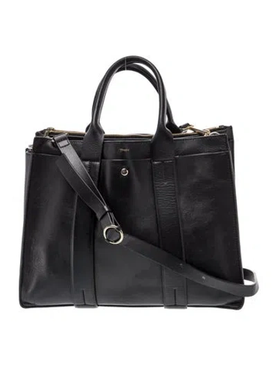 Pre-owned Theory Leather Top Handle Bag In Black