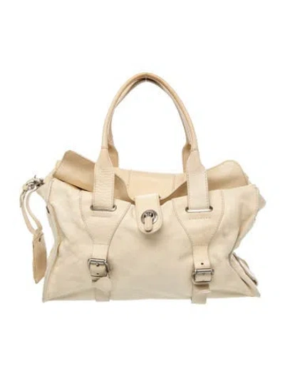 Pre-owned Theory Leather Top Handle Bag In Neutrals