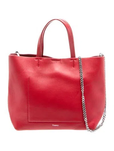 Pre-owned Theory Leather Top Handle Bag In Red