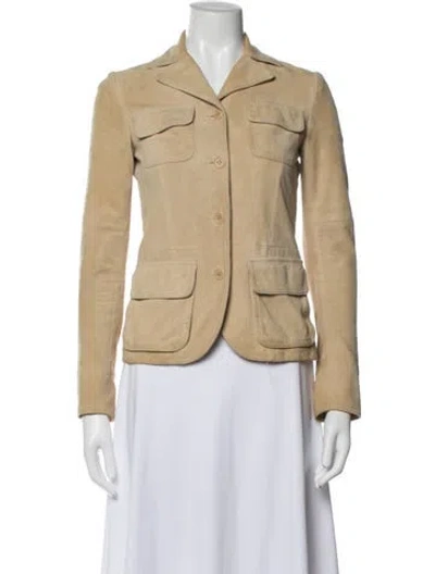 Pre-owned Theory Leather Utility Jacket In Neutrals