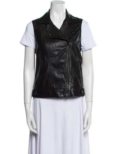Pre-owned Theory Leather Vest In Black