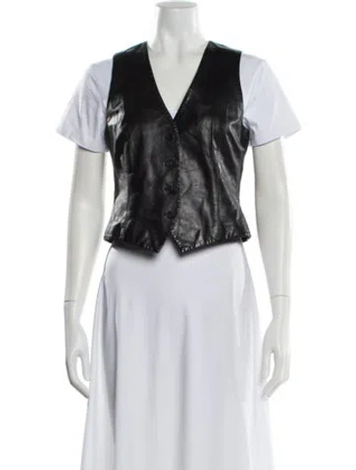 Pre-owned Theory Leather Vest In Black