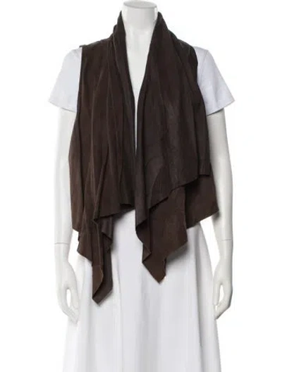 Pre-owned Theory Leather Vest In Brown