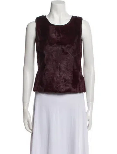 Pre-owned Theory Leather Vest In Burgundy