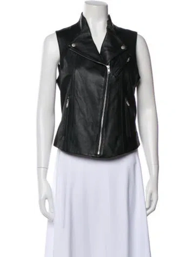 Pre-owned Theory Leather Vest W/ Tags In Black