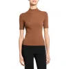 Theory Leenda Short Sleeve Mock Neck Sweater In Brown