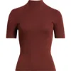 Theory Leenda Merino Wool Mock Neck Sweater In Burgundy
