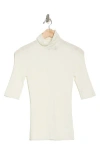 Theory Leenda Short-sleeve Turtleneck In Regal Wool In Ivory