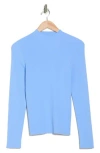 Theory Leenda Mock Neck Ribbed Sweater In Blue
