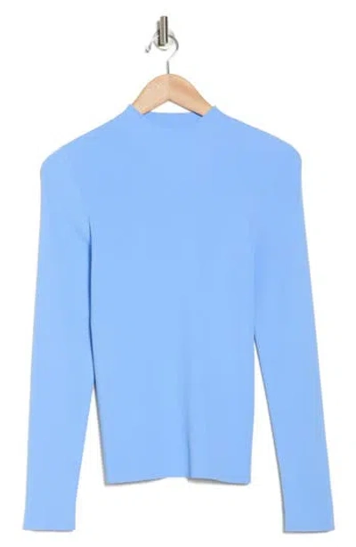 Theory Leenda Mock Neck Ribbed Sweater In Blue