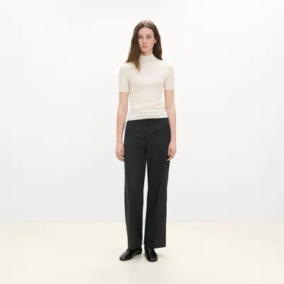 Theory Leenda Mock Neck Sweater In Regal Wool In New Ivory
