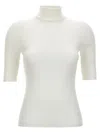 Theory Leenda R Ribbed Merino Wool-blend Turtleneck Sweater In White
