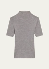 Theory Leenda Regal Merino Wool Knit Mock-neck Top In Lhrgy/chgy