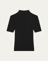 Theory Leenda R Ribbed Merino Wool-blend Turtleneck Sweater In Black
