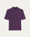 Theory Leenda Regal Merino Wool Short-sleeve Mock-neck Top In Purple