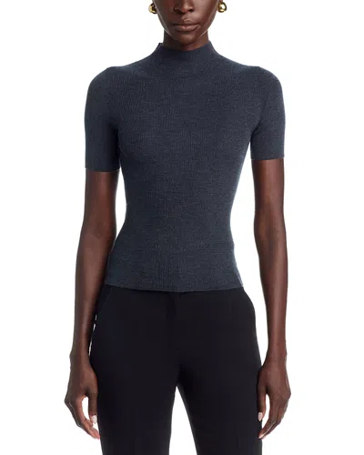 Theory Leenda Short Sleeve Mock Neck Sweater In Blue