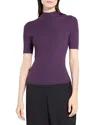 Theory Leenda Regal Merino Wool Short-sleeve Mock-neck Top In Purple