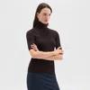 Theory Leenda Short-sleeve Turtleneck In Regal Wool In Mink Melange