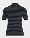 Theory Leenda Stripe Turtleneck Tee In Blue