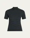 Theory Leenda Stripe Turtleneck Tee In Blue
