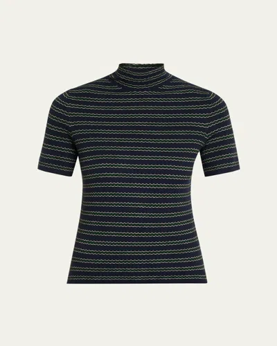 THEORY LEENDA STRIPE TURTLENECK TEE
