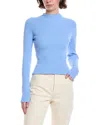 Theory Leenda Mock Neck Ribbed Sweater In Blue