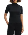 Theory Leenda Regal Merino Wool Short-sleeve Mock-neck Top In Grey