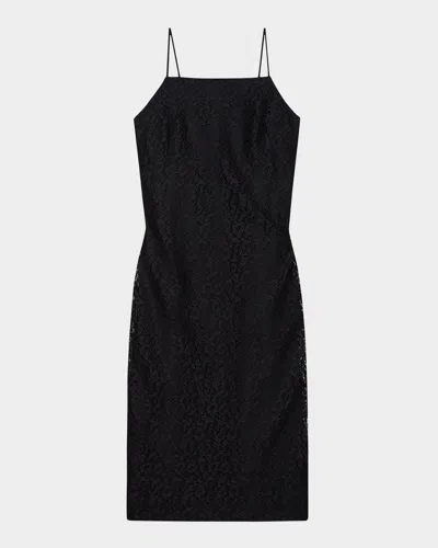 Theory Leopard Lace Slim Slip Dress In Black