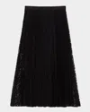Theory Leopard Lace Sunburst Midi Skirt In Black