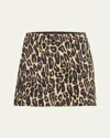 Theory Leopard Print Mini Skirt In Beige Mlti