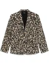 Theory Two Button Leopard Print Blazer In Schwarz
