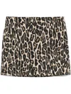 Theory Leopard Print Stretch Wool Miniskirt In Neutrals