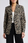 Theory Two Button Leopard Print Blazer In Beige Multi