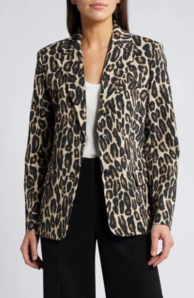 THEORY THEORY LEOPARD PRINT WOOL BLEND JACKET