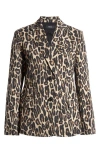 Theory Two Button Leopard Print Blazer In Beige Multi