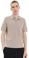 Theory Light Bilen Goris Knit Polo Earl Grey Melange In Earl Grey Melange