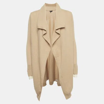 Pre-owned Theory Light Brown Cashmere Open Front Cardigan M