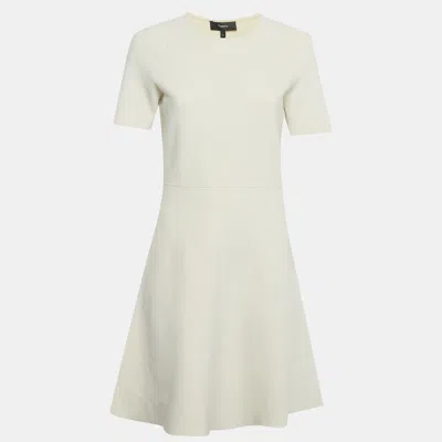 Pre-owned Theory Light Grey Stretch Knit Flared Mini Dress M In Gray
